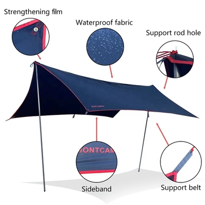 Silver Coated 210T Polyester Camping Tarp For Sun Protection And UV 50 Large Size