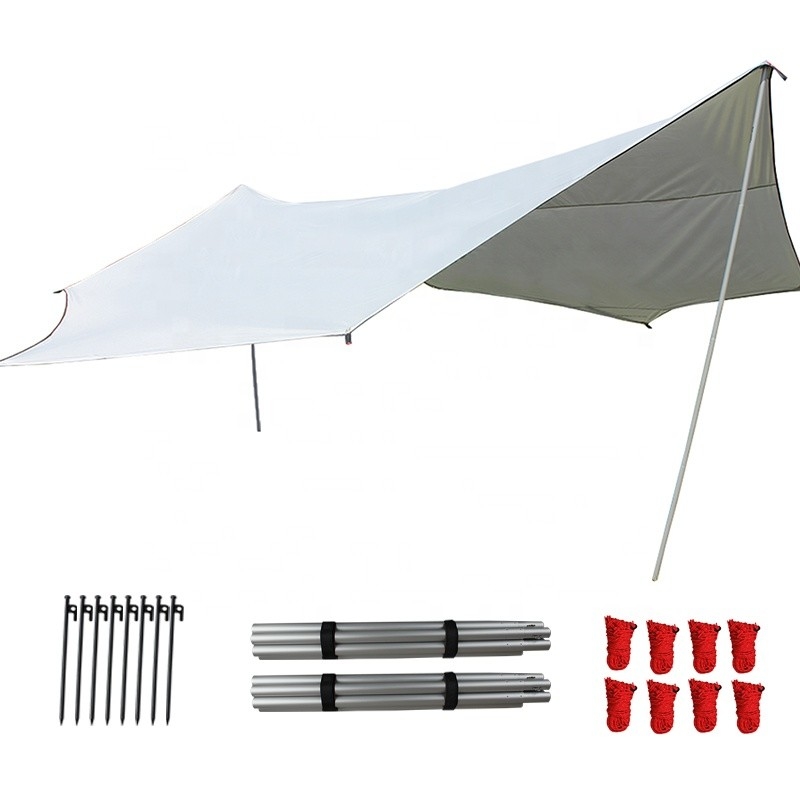 Silver Coated 210T Polyester Camping Tarp For Sun Protection And UV 50 Large Size